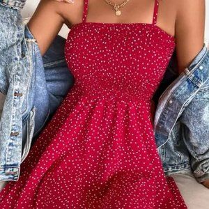 Polka Dot Mini Dress | Red, Size M